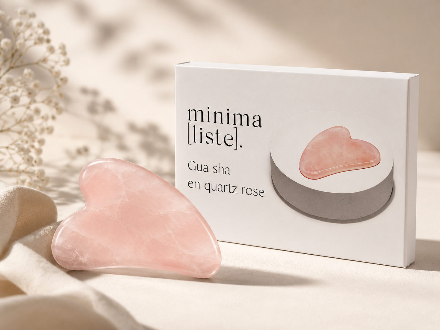 GUA SHA EN QUARTZ ROSE - MINIMALISTE